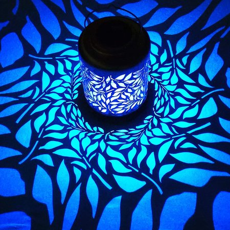 Snow Joe Bliss Outdoors Solar LED Lantern w Olive Leaf Design  Hand Painted Finish BSL-307-S